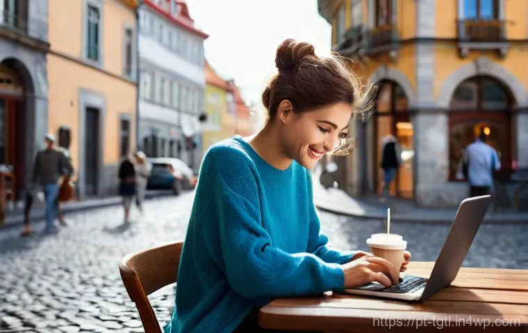 디지털 노마드의 장기 여행 계획 - **Prompt 1: Productive European Cafe Scene**
    "A vibrant, candid photograph of a young woman (20s...