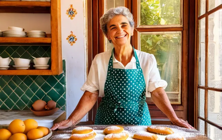 디지털 노마드의 생활 습관 변화 - **"Slow Travel" - Lisbon Pastry Workshop**: A vibrant, sun-drenched image inside a traditional Portu...